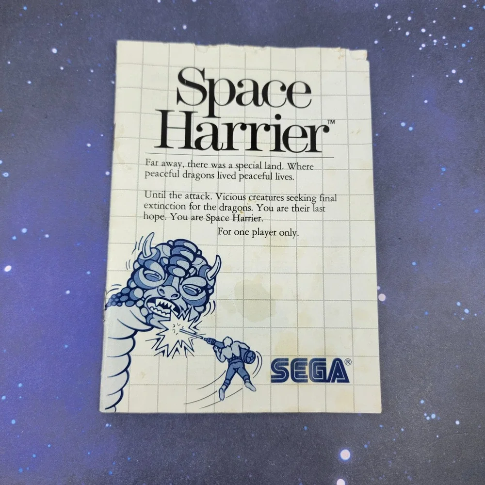 Space Harrier Sega Master System 1987 Two-Mega Cartridge CIB Complete w/ Manual